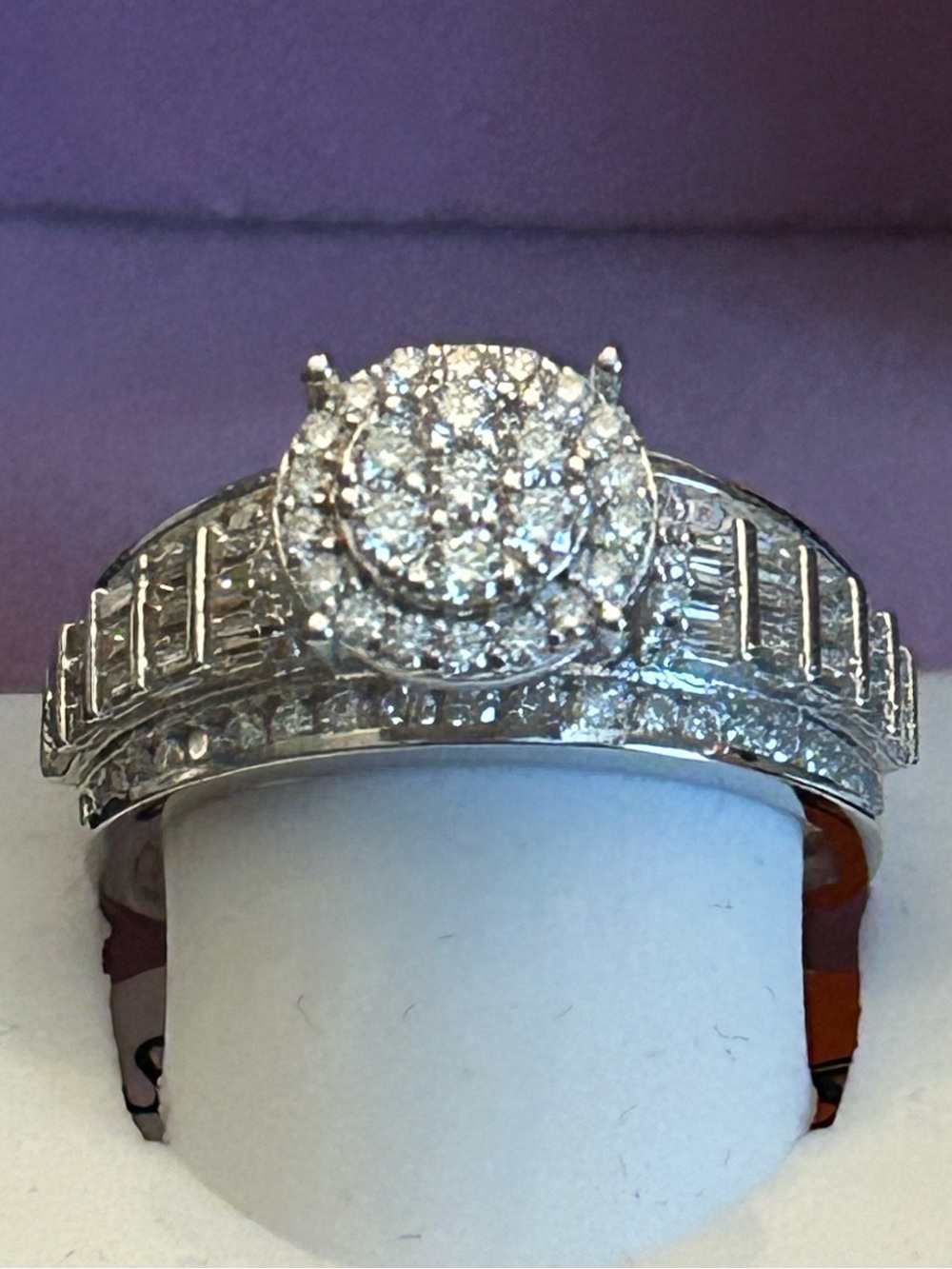 Dazzling 2.25CTW Genuine Moissanite Cluster Ring in 925 Sterling Silver Size 9 - Picture 2 of 12